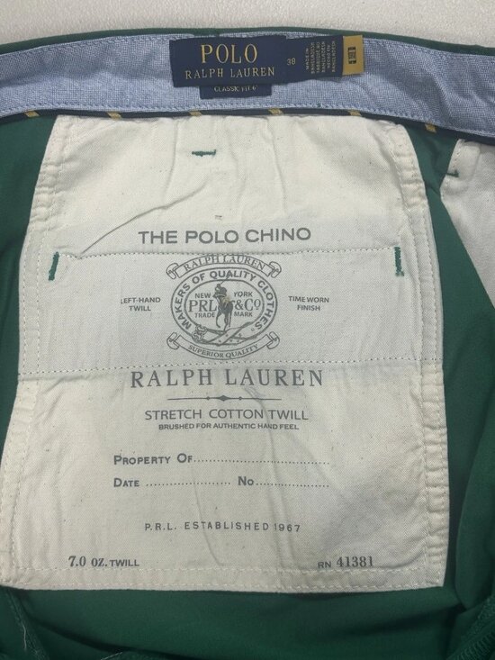 Polo Ralph Lauren Chino Shorts Mens 38 Green Classic Fit 6” Stretch - Picture 5 of 8
